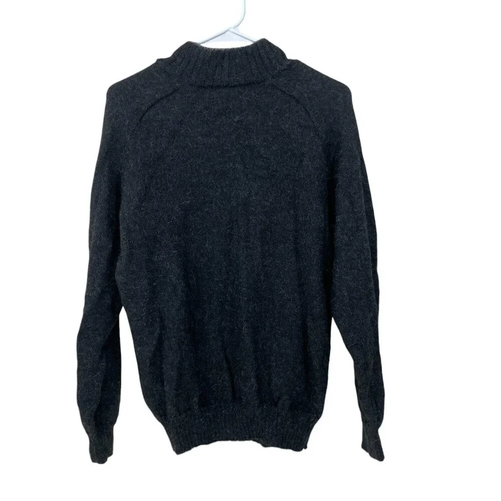 Invisible‎ World Men's Size M Alpaca Zip-Front Mock Neck Cardigan Sweater Gray